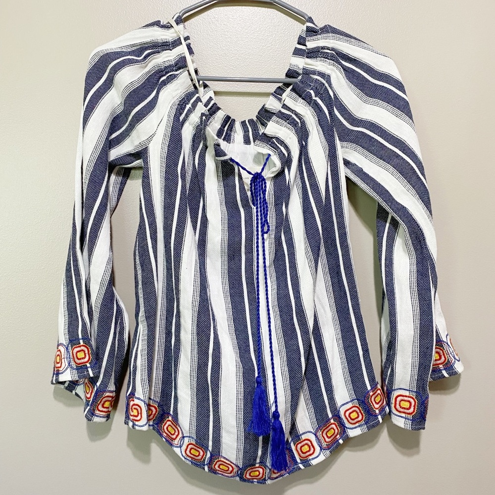 JOA Los Angeles Off Shoulder Embroidered Blouse